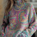 womens-retro-ethnic-art-flowers-print-knit-turtleneck-pullover-sweater