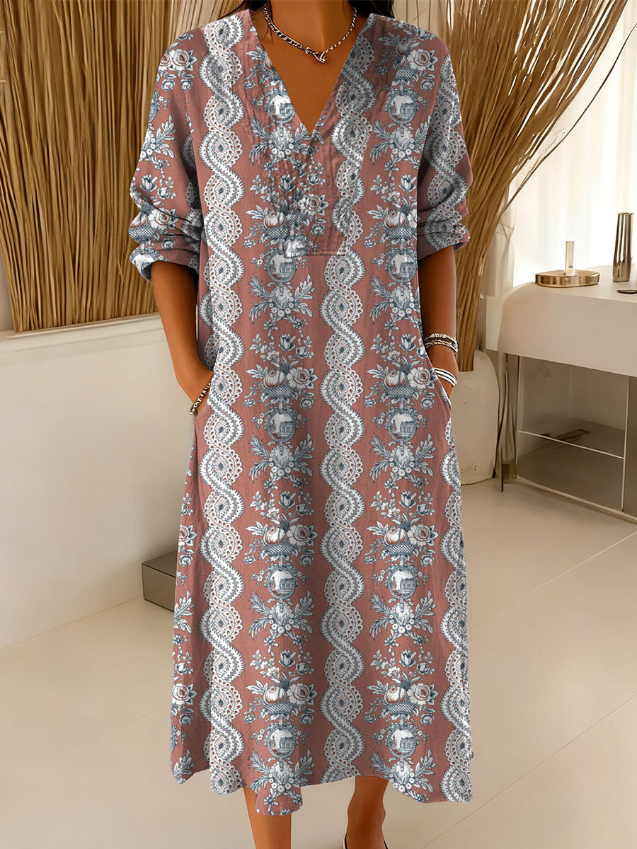 Women's Vintage Flower Art Print Dress