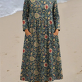 Women's Vintage Floral Art Print Casual Cotton Dress