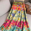Women's Vintage Floral Pattern Art Print Casual Cotton Skirt