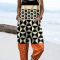 Women's Abstract Geometric Pattern Art Print Casual 100% Cotton Wide Leg Jumpsuit