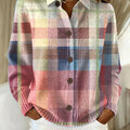 Women's Vintage Plaid Art Print Casual Sweater