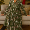 Women's Art Cedar Elk Print V-Neck Midi Dress
