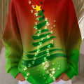 Women's Vintage Christmas Tree Art Print Casual Cotton Sweatshirt