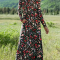 Women's Vintage Floral Art Print Casual Cotton Dress