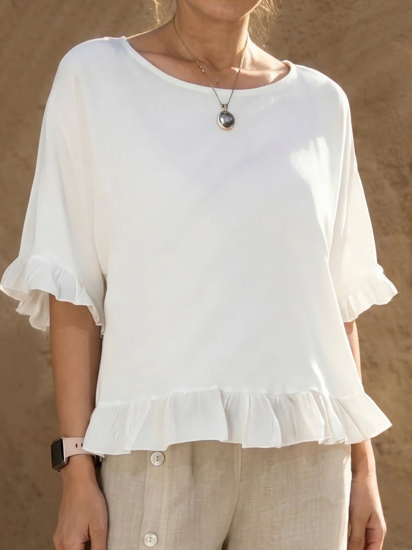 Retro Ruffled Loose Cotton-linen Blouse Top