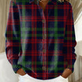 Women's  Vintage Christmas Plaid Art Print Cowl Neck Sweater