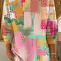 Women's Colorful Color Block Graffiti Painting Art Print Casual Pullover Sweater
