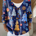 Christmas Christmas Tree Pattern Art Print Buttoned V-neck Cardigan Sweater