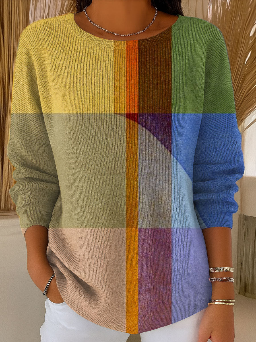 womens-vintage-abstract-geometry-art-print-casual-pullover-sweater-f868