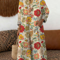 Robe en coton à imprimé floral vintage pour femme