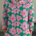 Pull vintage pour femme à imprimé floral, col Claudine, manches 3/4, style décontracté, référence g23c
