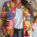 womens-halloween-pumpkin-art-print-buttoned-cardigan-sweater