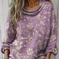 Women's Vintage Floral Art Print Casual Long Sleeve Comfortable Cotton Shirt