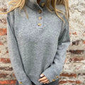 womens-stand-collar-solid-color-button-casual-loose-sweater