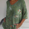 Pull en maille décontractée pour femme, imprimé d'un motif répétitif de forêt et d'animaux. 