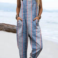 Women's Abstract Geometric Pattern Art Print Casual 100% Cotton Wide Leg Jumpsuit