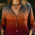 Women's Autumn Gradient Striped Print Casual Cotton Shirt