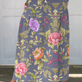 Women's Vintage Floral Art Print   Linen Pocket Skirt