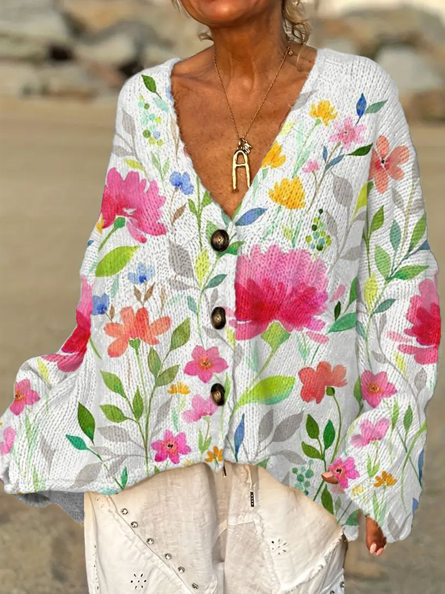 womens-vintage-flower-art-print-casual-pullover-sweater-di5m