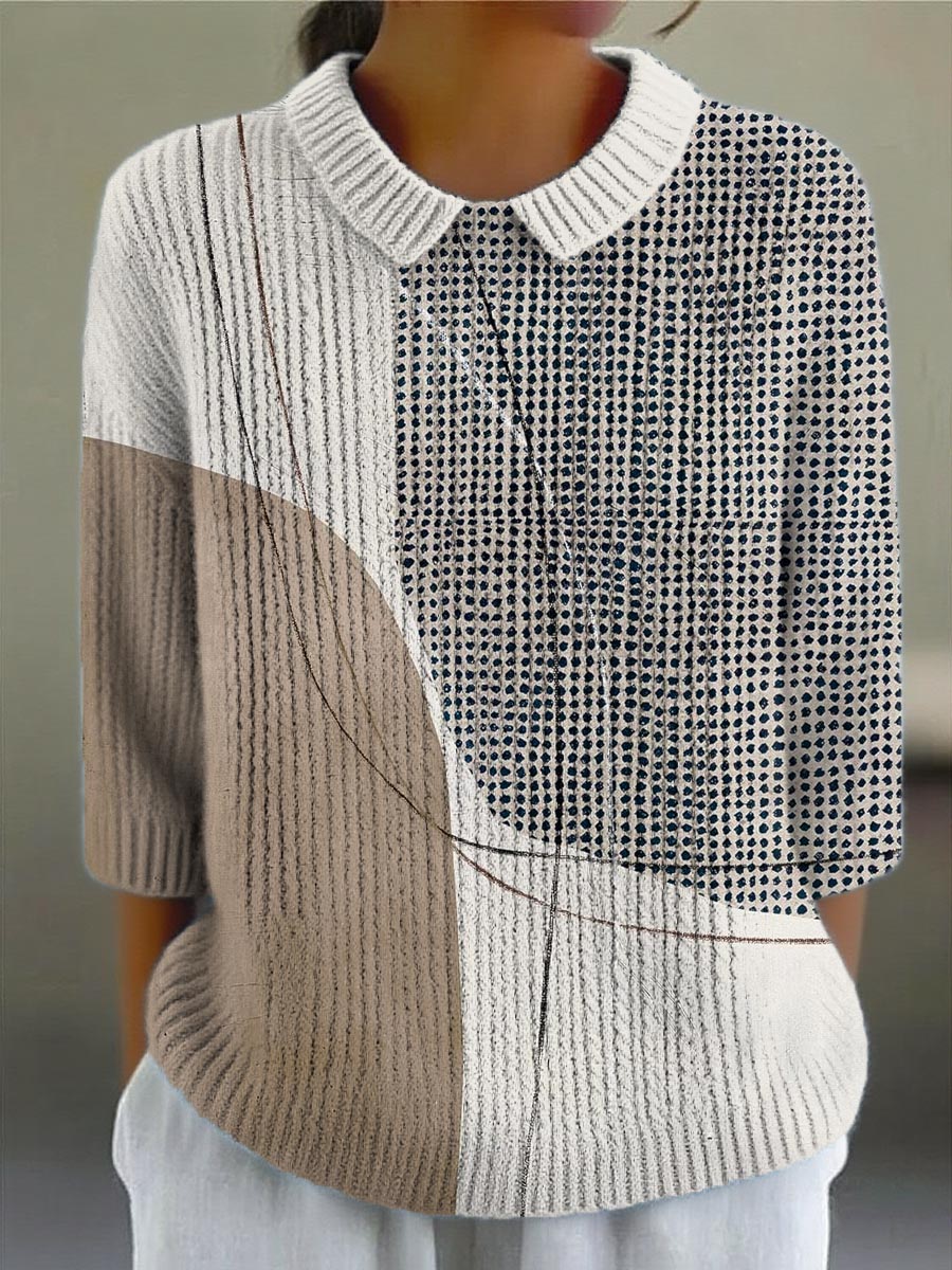 Women's Geometric Pattern Art Print Casual Pullover Sweater