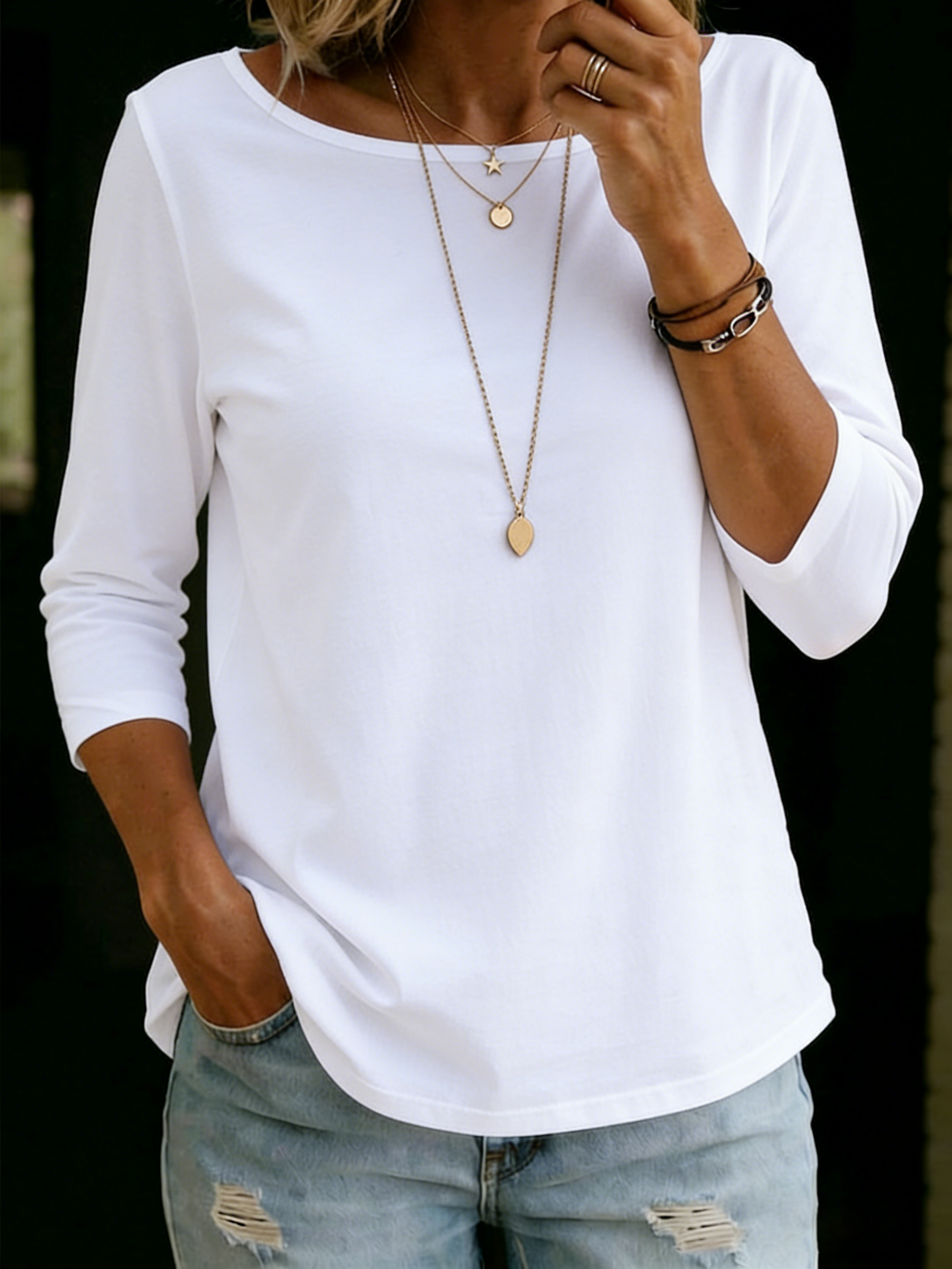Cozy Boat-neck Cotton T-shirt