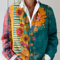 cardigan/pull boutonné à imprimé floral vintage pour femme - d5ck 