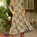 Women's Vintage Floral Painting Art Print Dress
