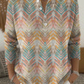 Retro Gradient Stripes Print Buttoned Cardigan Sweater