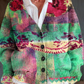vintage-ethnic-floral-painting-art-print-buttoned-v-neck-cardigan-sweater