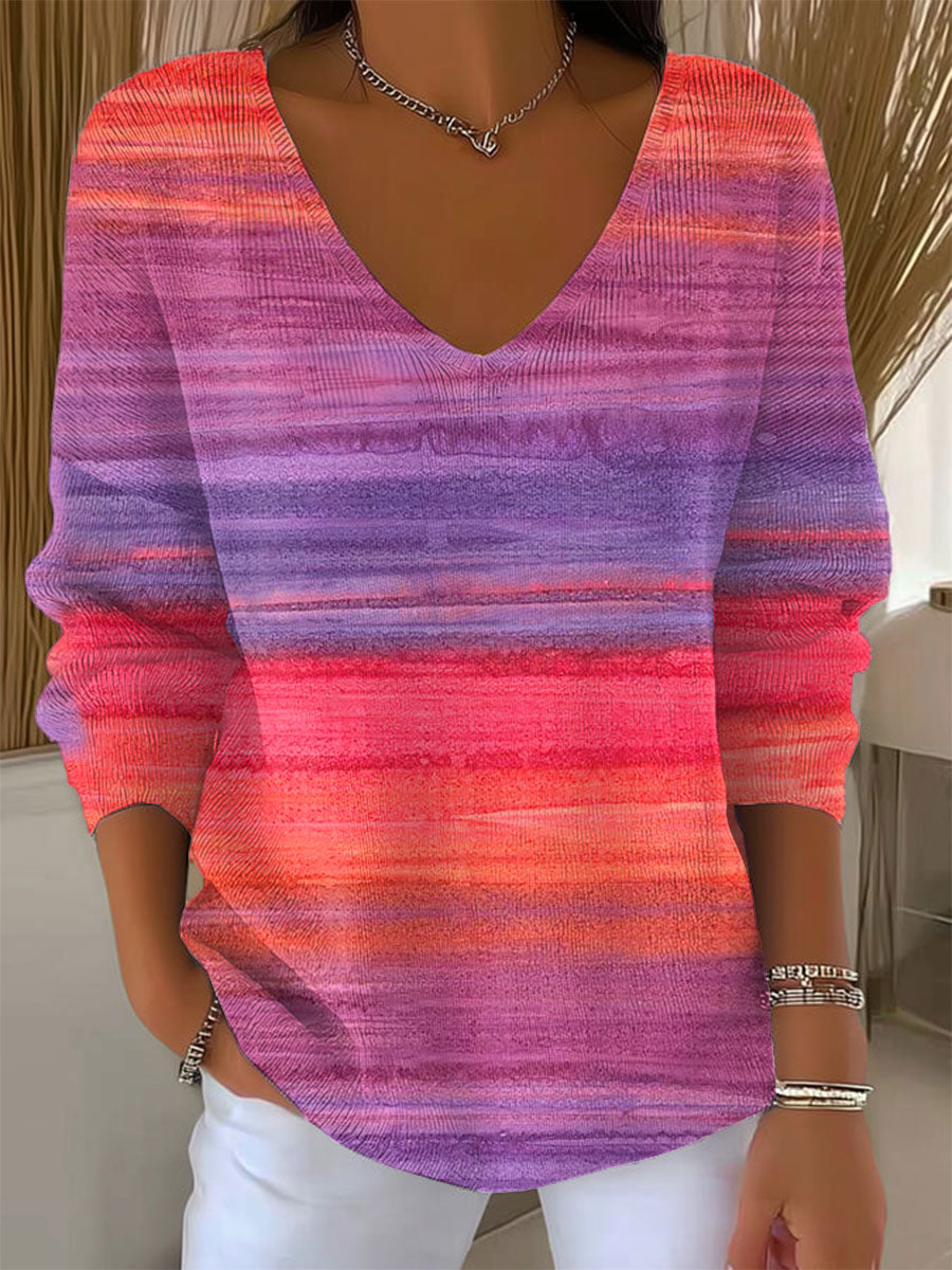 womens-vintage-gradient-art-print-casual-pullover-sweater-jtrk