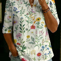 Women's Floral Pattern Art Print Casual Cotton Shirt