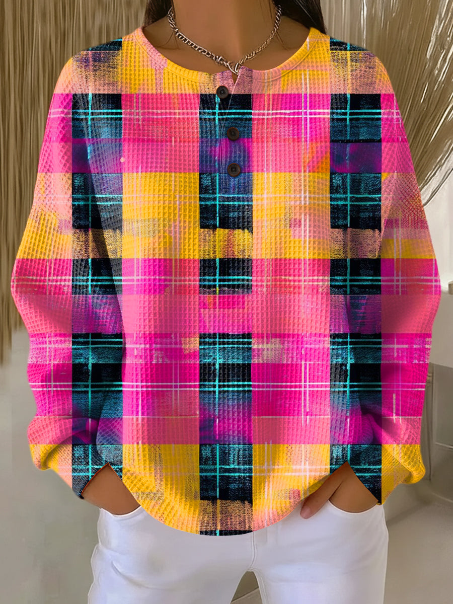 Women's Beautiful Multicolor Striped Art Print Casual Cotton Sweatshirt