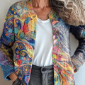 Women's Colorful Phoenix Pattern Print Casual Button Cardigan Sweater