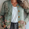 Damen-Cardigan mit Vintage-Blumenmuster und Knöpfen 