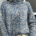 Pull à col roulé en maille à imprimé floral vintage pour femme 