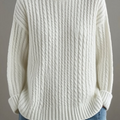 Women's solid color casual long-sleeved crew neck sweater