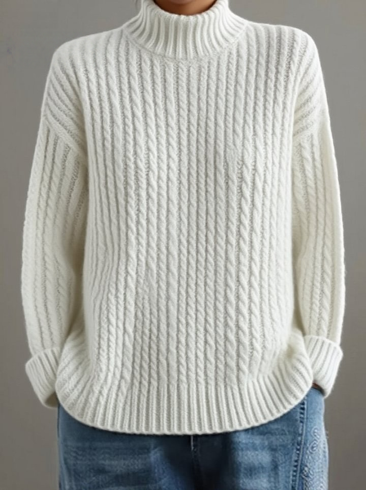 Women's solid color casual long-sleeved crew neck sweater