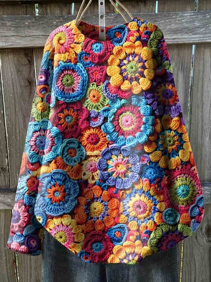 Colorful Funny Print Knit Pullover Sweater