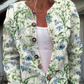 Vintage Flower Art Print Buttoned Cardigan Sweater