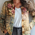 Women's Vintage Lovely Floral Art Print Buttoned Cardigan Sweater