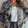 Women's Vintage Lovely Floral Art Print Buttoned Cardigan Sweater