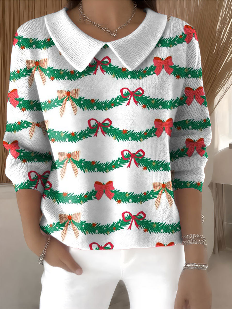 womens-christmas-pattern-art-casual-print-peter-pan-collar-3-4-sleeve-sweater