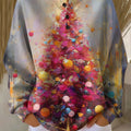 Women's Christmas Tree Pattern Art Print Casual Cotton Sweatshirt