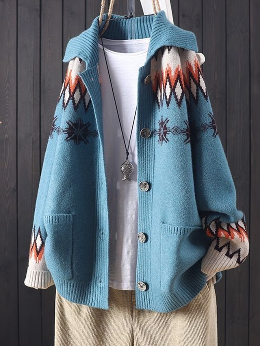 vintage-lapel-jacquard-large-pocket-sweater