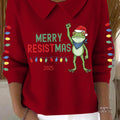 Women's Merry Resistmas Portland Frog Printed Sweater Top