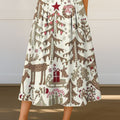 Women's Christmas Trees Pattern Print Casual Cotton Skirt