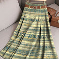 Women's Retro Stripe Pattern Casual Print Cotton Skirt