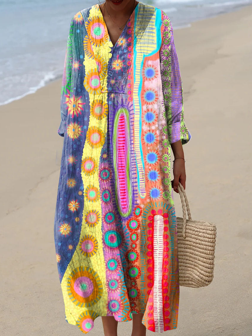 Women's Colorful Artistic Abstract Geometric Patterns Print Dress