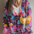 vintage-chicken-art-print-buttoned-v-neck-cardigan-sweater-xca8